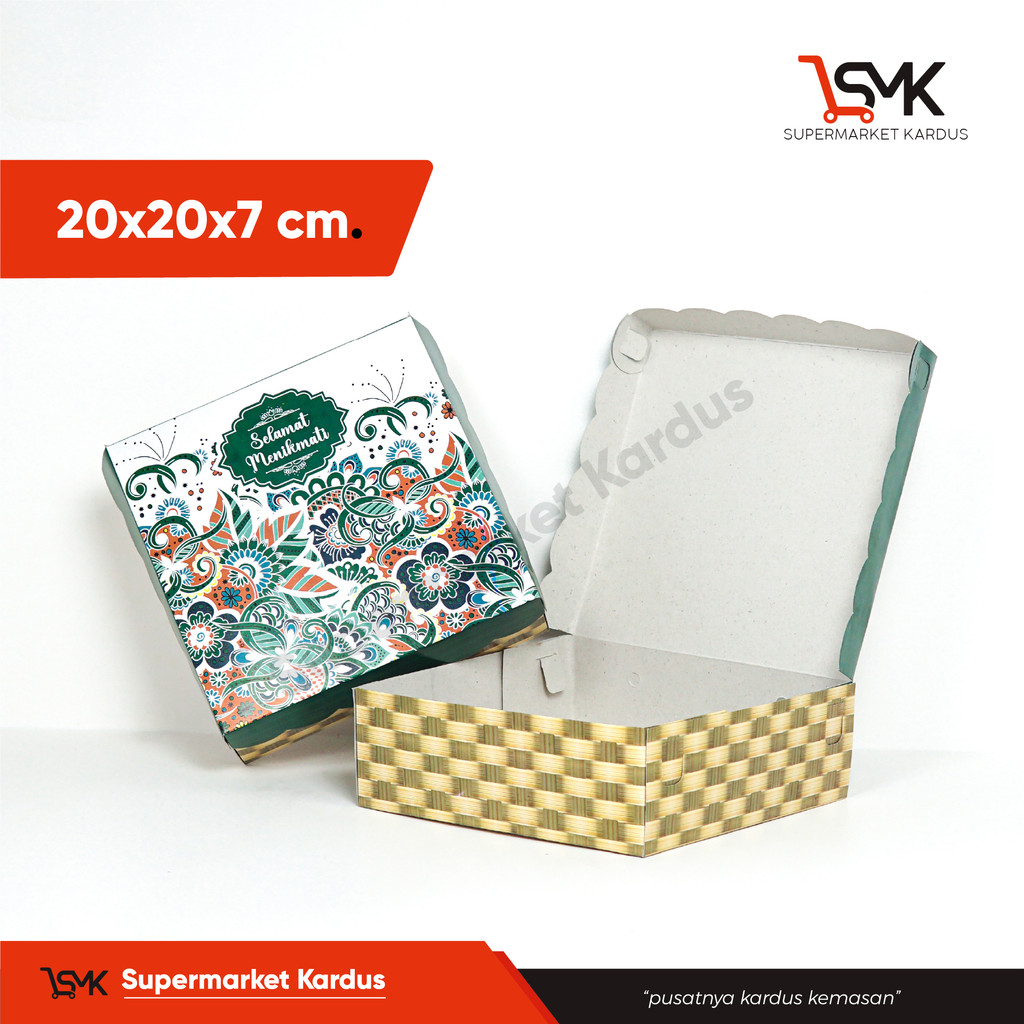 

Box 20x20x7 -R10 (Paket 100 pcs) Kardus/Karton/Duplex/KotakNasi/Berkat/Tinggi7