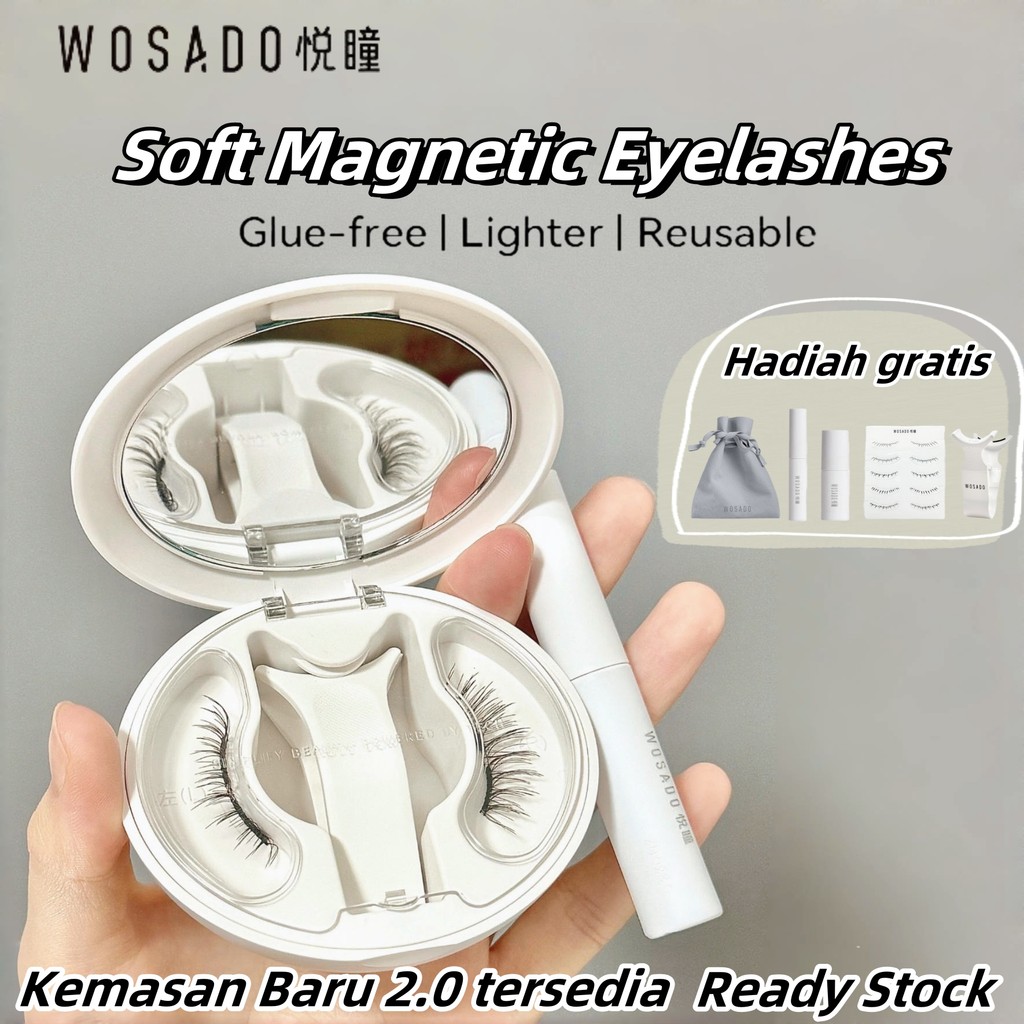 Ready Stock！2.0！WOSADO Magnetic eyelashes 100% Original Bulu mata Magnet Natural eyelashes Bulu mata