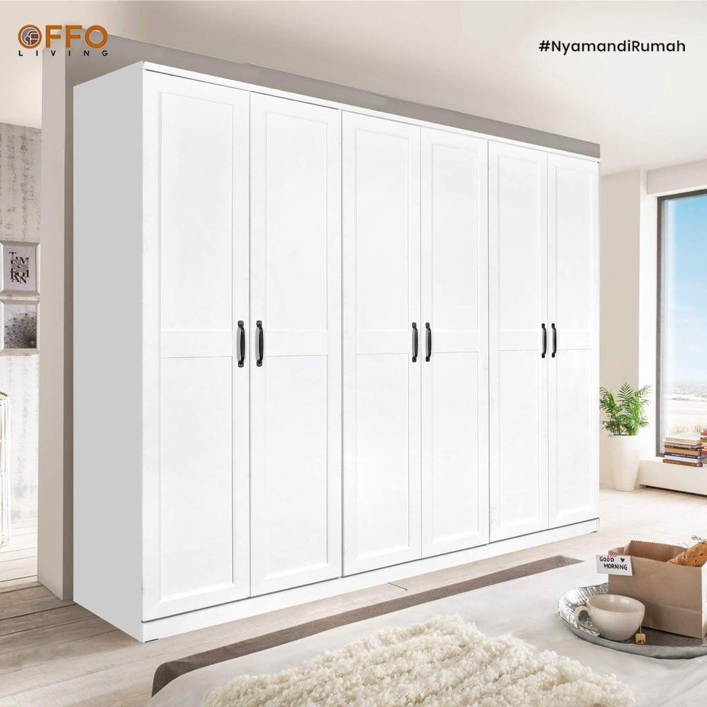 Offo Living -  Lemari Pakaian Lemari Baju Putih - Lavender Series