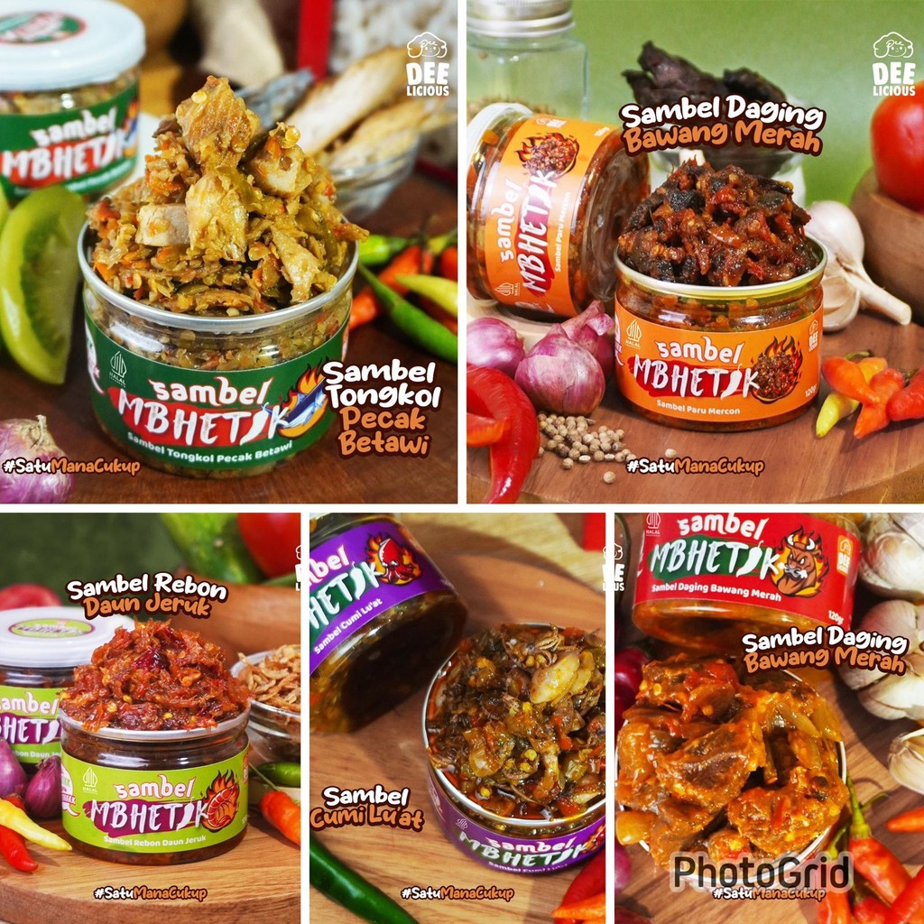 

Sambal PARU MERCON/Tongkol Pecak Betawi/Cumi Lu’at/Rebon Daun Jeruk/Sambel Daging Bawang merah Sambel Mbhetik