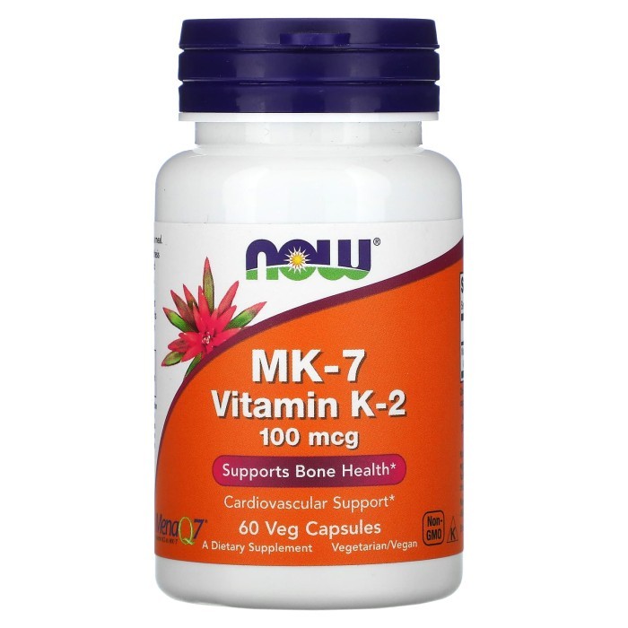 NOW FOODS Vitamin K-2 100 mcg Veg Capsules MK7 K2 MK-7 Vitamin K-2 - 60 caps