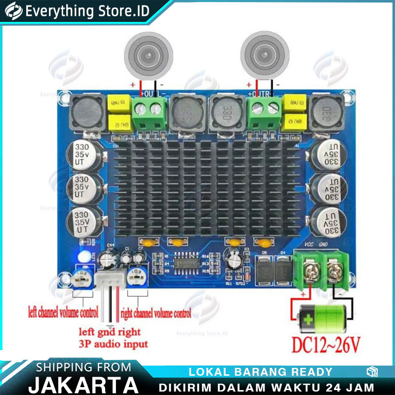 Kit Power Amplifier XH-M543 TPA3116 D2 2 x120W Stereo Mono Channel Digital Audio Power Amplifier Boa