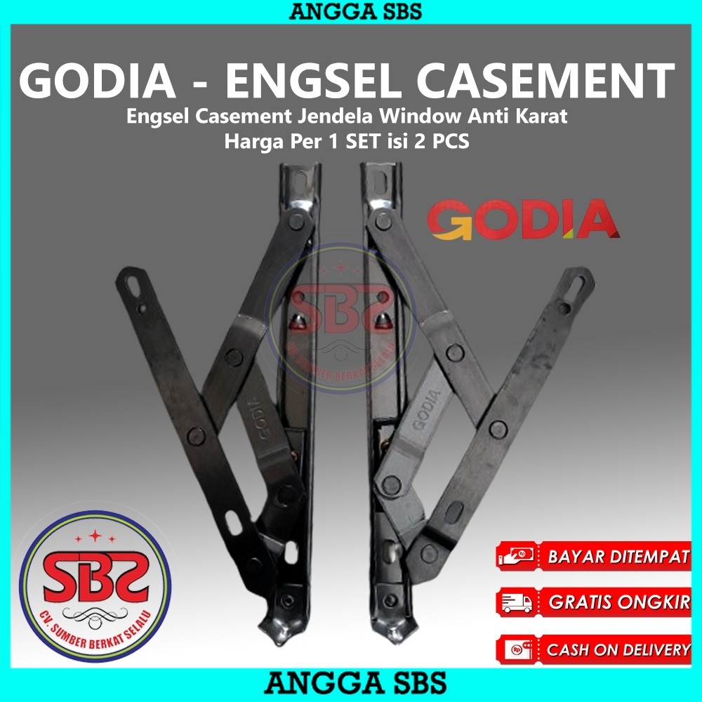 GODIA - ENGSEL CASEMENT - Engsel Jendela Casement Window Kayu Alum 8'' 10" 12" 14" 16'' 18" 20" In