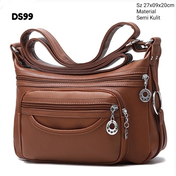 PROMO - tas selempang wanita emerald slimbag 2021 tas slempang kekinian import - Cokelat