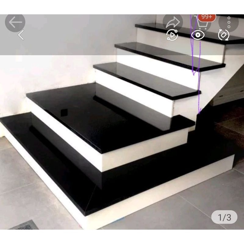 GRANITE/KERAMIK ANAK TANGGA HITAM POLOS ,CUSTOM UKURAN30x80, 30x90, 30x100, 30x120 , LIS/PLIN, DINDI