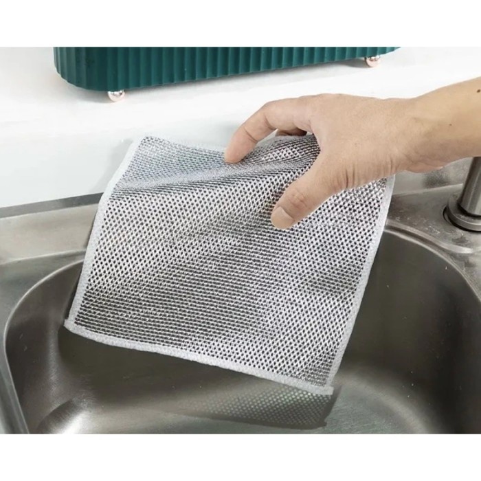 Kain Lap Kawat Sabut Berlubang Dapur Pembersih Noda Masak Lap Handuk Kawat Pencuci Pembersih Cuci Piring Panci Wajan Kompor Wastafel Buah Alat Makan Dapur Stainless Steel Aluminium Keramik Serbaguna