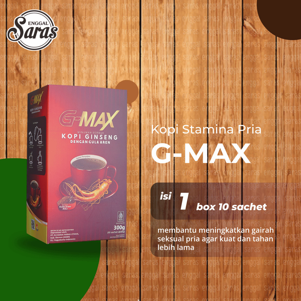 

Kopi Ginseng Stamina Pria Tahan Lama G-MAX 1 Box 10 Sachet