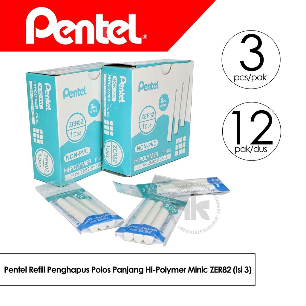 

Pentel Refill Penghapus Polos Panjang Hi-Polymer Minic ZER82 (isi 3)