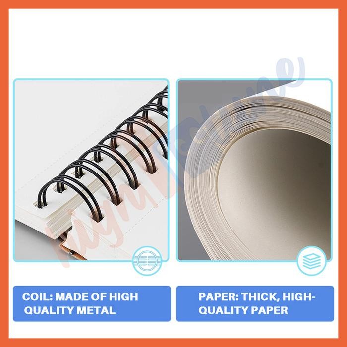 

TERLARIS! Hightune Sketch Book Buku A5/A4/8K/16K Buku 30 Sheet Buku Sketsa Vintage Aesthetic Cover Kraft - A4