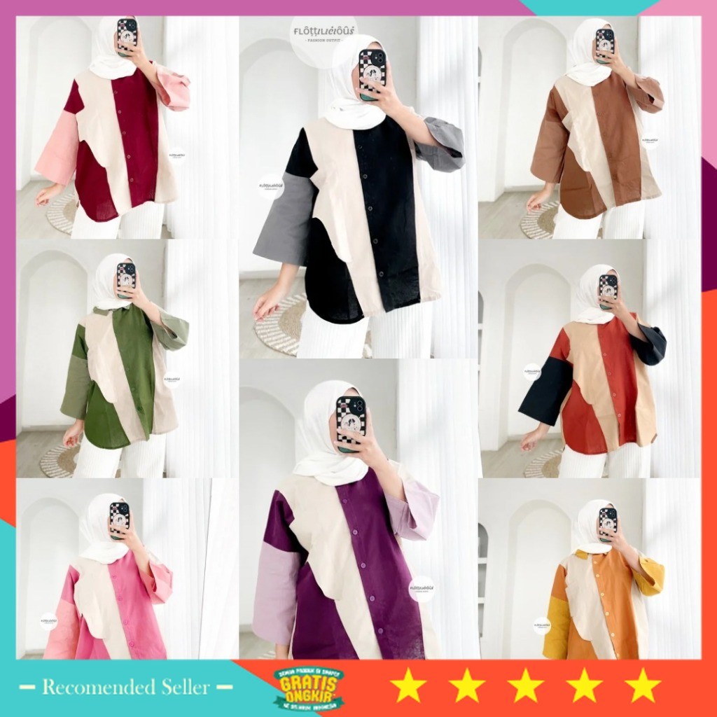 TERMURAH BAJU KEREN / MAIZA SHIRT - FLOTTILICIOUS / Oversize Blouse / Bahan Katun Linen Rami / Bigsi