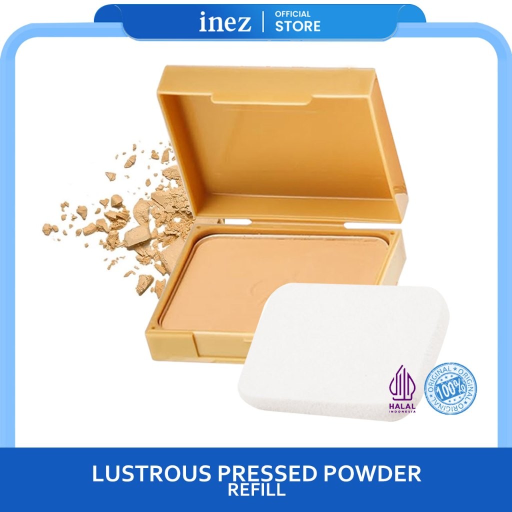 INEZ Refill Bedak Gold Lustrous Pressed Powder Bedak Padat Inez 900
