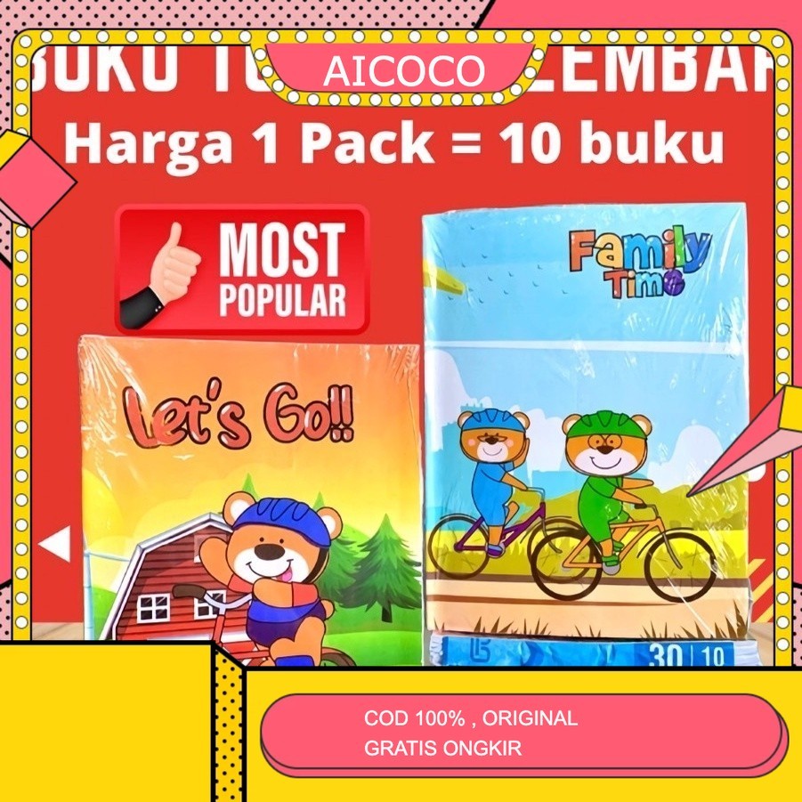 

AICOCO HOUSEWARE Buku Tulis Sekolah Murah Bergaris SA Isi 30 Lembar 10 Buku