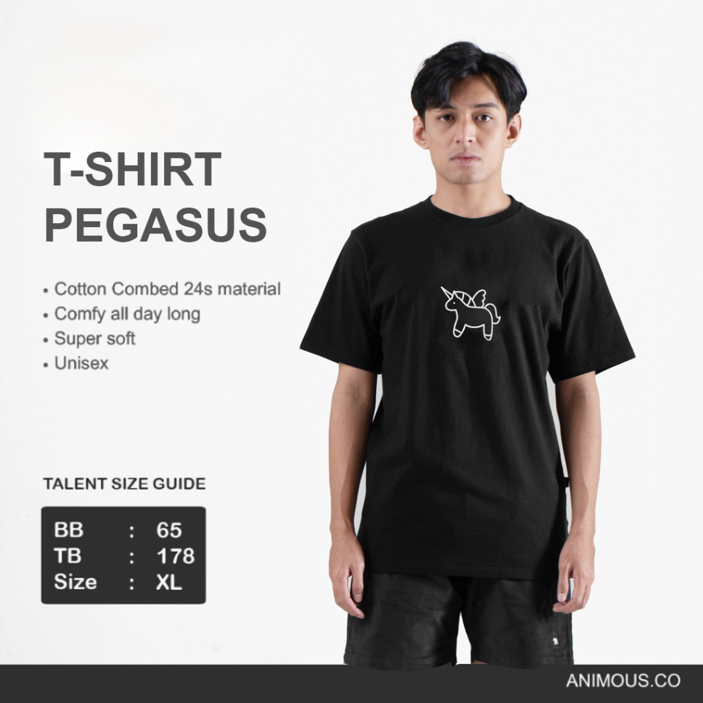 【COD】 Animous Kaos Tshirt Unisex Hitam Pegasus