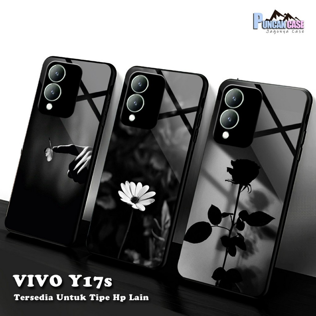 Softcase Glass Kaca VIVO Y17s TERBARU 2023 (A525) PELINDUNG HANDPHONE VIVO  - AKSESORIES HANDPHONE -