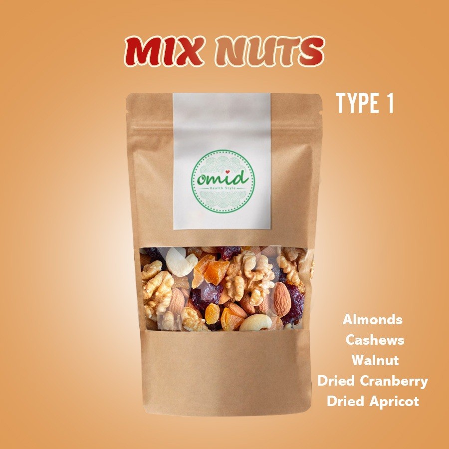 

Mix Nuts / Mixed Nuts | Campuran 3 Jenis Kacang & 2 Buah Kering