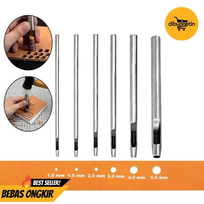 

Set Pelubang Kulit Leather Hole Puncher Steel Hollow Round 6 PCS - HOLE H881