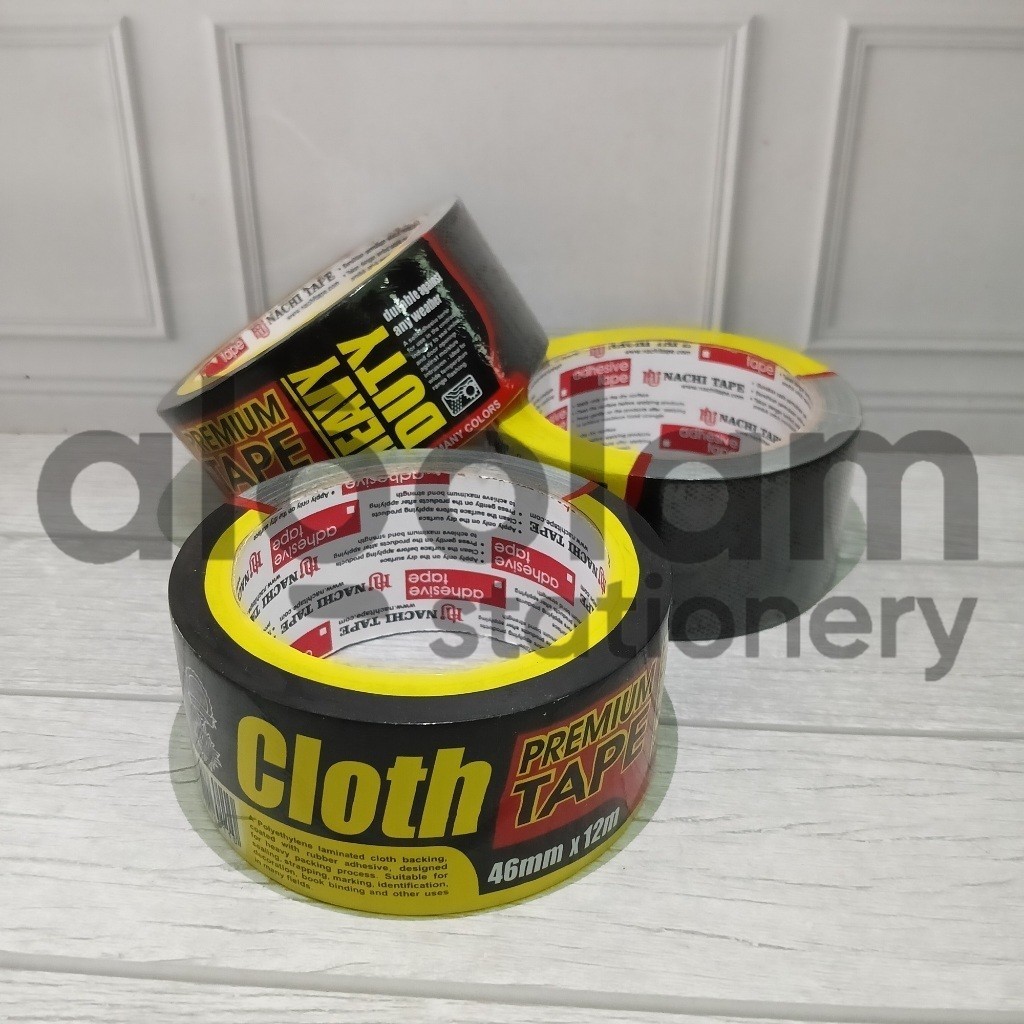 

SATUAN ( 1 PCS ) Cloth Tape Lakban Kain HItam Jilid Besar Nachi 46mm x 12m lengkap