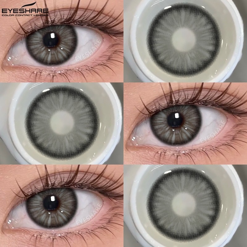 Softlens Eyeshare Baru Florence Seri Abu-abu Lensa Kontak Berwarna Coklat Biru Hijau Merah Muda Lens