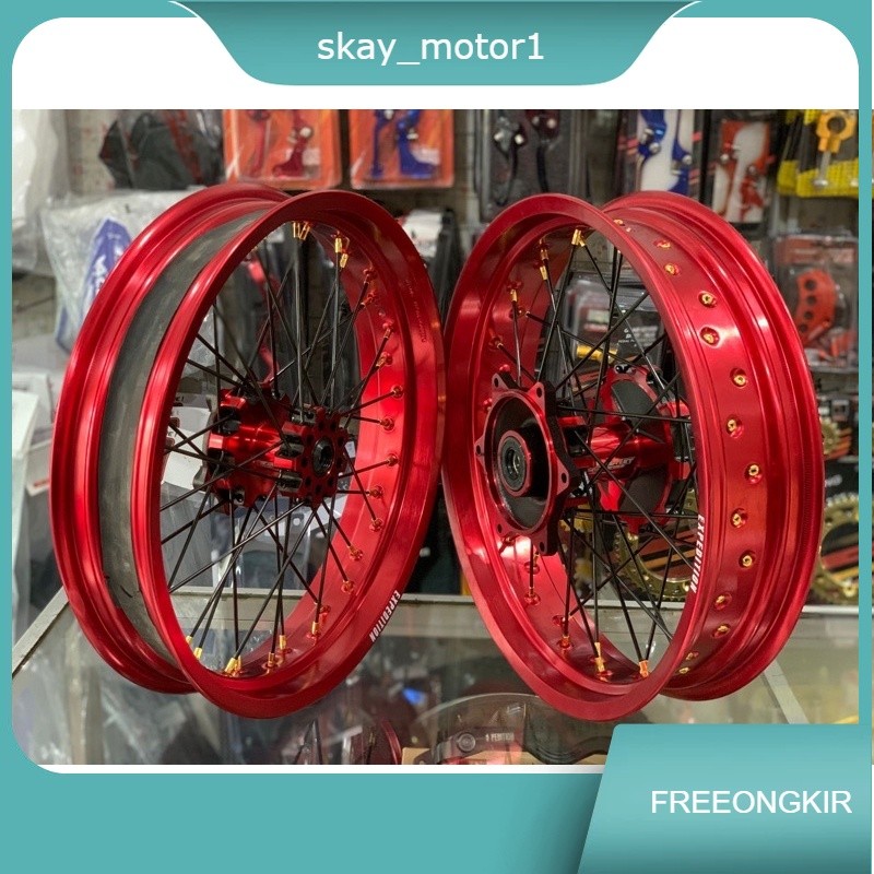 WHEELSET SUPERMOTO CRF150 VELG EXPEDITION/SCARLET TROMOL SCARLET 2TONE