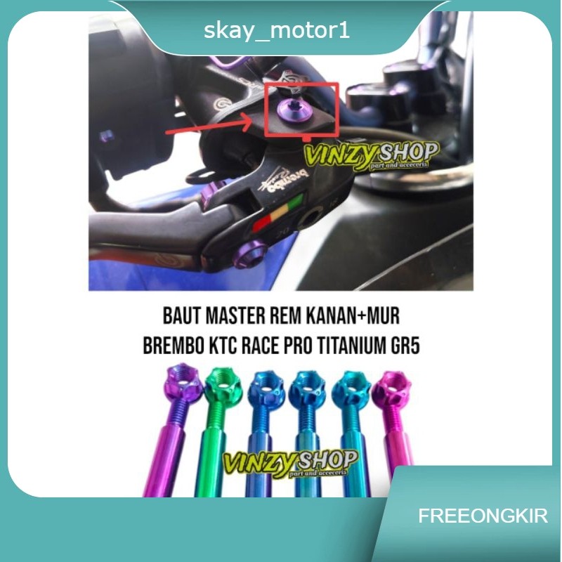 baut master rem kanan + mur Brembo KTC racepro titanium gr5