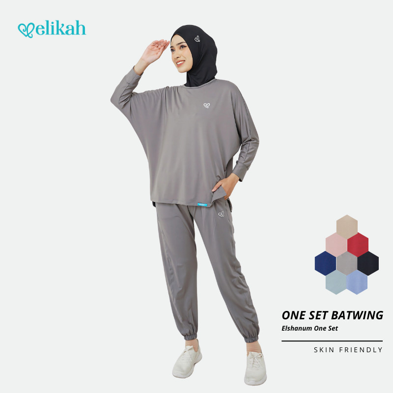 [TERBARU] ELIKAH ONE SET Baju Olahraga Wanita Muslim ELSANUM Sport Polynilon/Terbaru