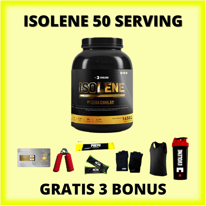 

Evolene Isolene Rasa Coklat 50 Serving Free Shaker Defisit kalori Whey BPOM HALAL BEST SUPLEMENKU