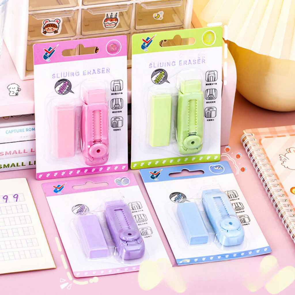 

KAWA Sliding Eraser Set Penghapus Mekanik dan Cadangannya Warna Lucu Hapusan Pensil Pastel Macaroon Aesthetic Estetik Bersih Tidak Ada Serpihan MO