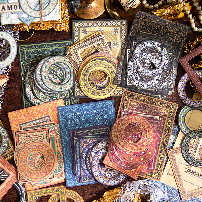 

30pcs European Style Retro Frame Hollow-out Square Round Shape Picture Frame Gorgeous Relief DIY Decorative Collage Material