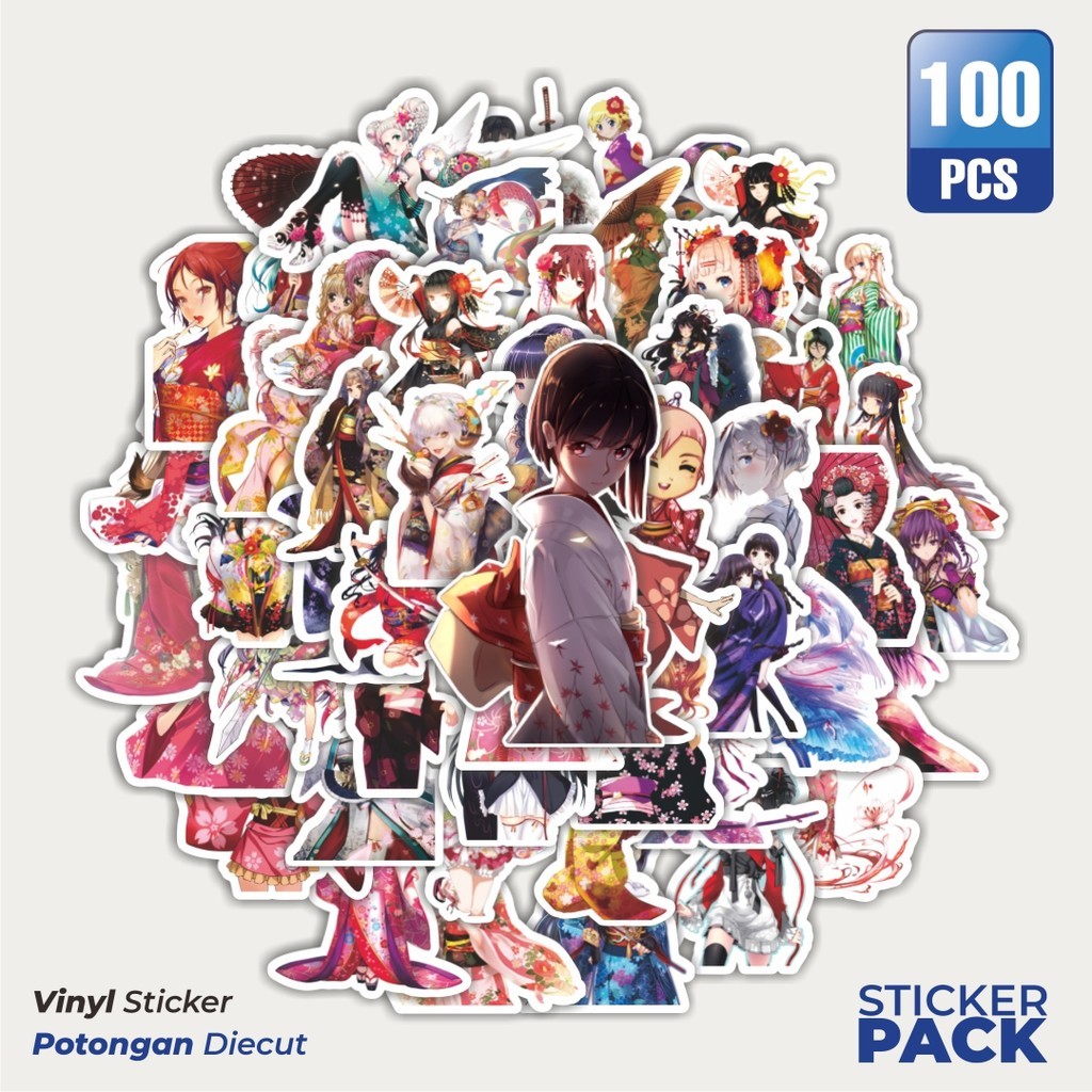 

Stiker Vinyl Stiker Anime Kimono Waterproof Aesthetic- Untuk Laptop, Motor, dan Helm - Paper Stationery Pack