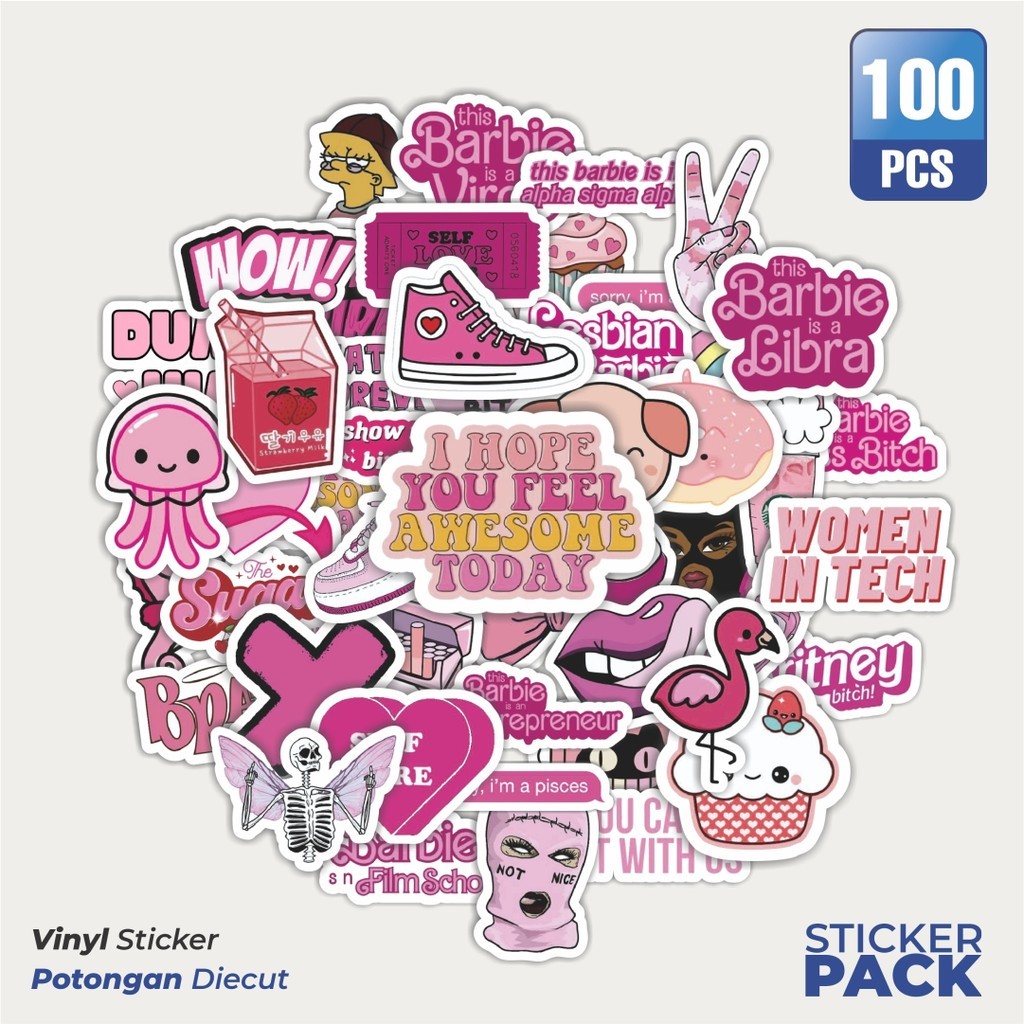 

Stiker Vinyl Stiker Pink Aesthetic Pinterest V3 Waterproof Aesthetic- Untuk Laptop, Motor, dan Helm - Paper Stationery Pack