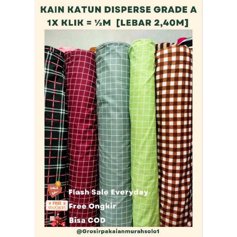 DISKON Grosir Kain Katun Disperse Polimikro Grade A Kain Sprei Motif Kotak