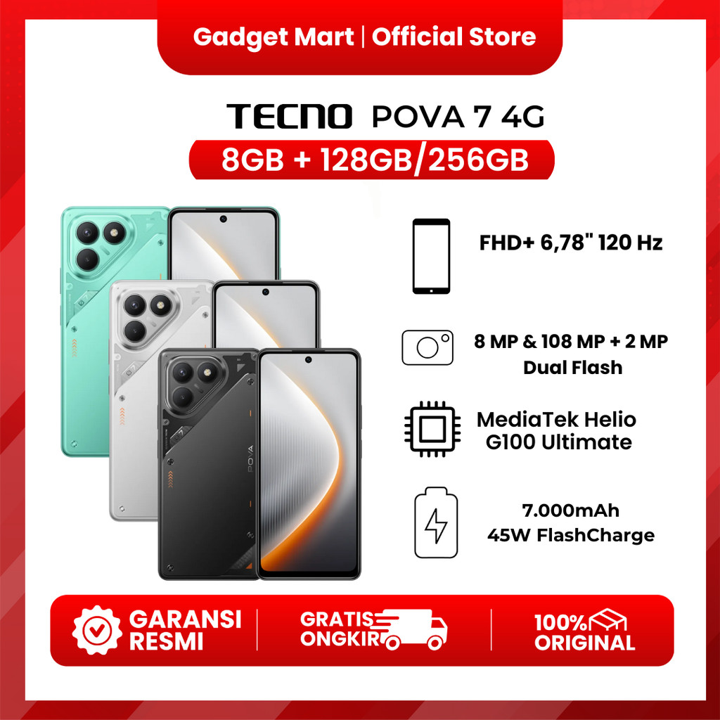 TECNO POVA 7 4G - Garansi Resmi