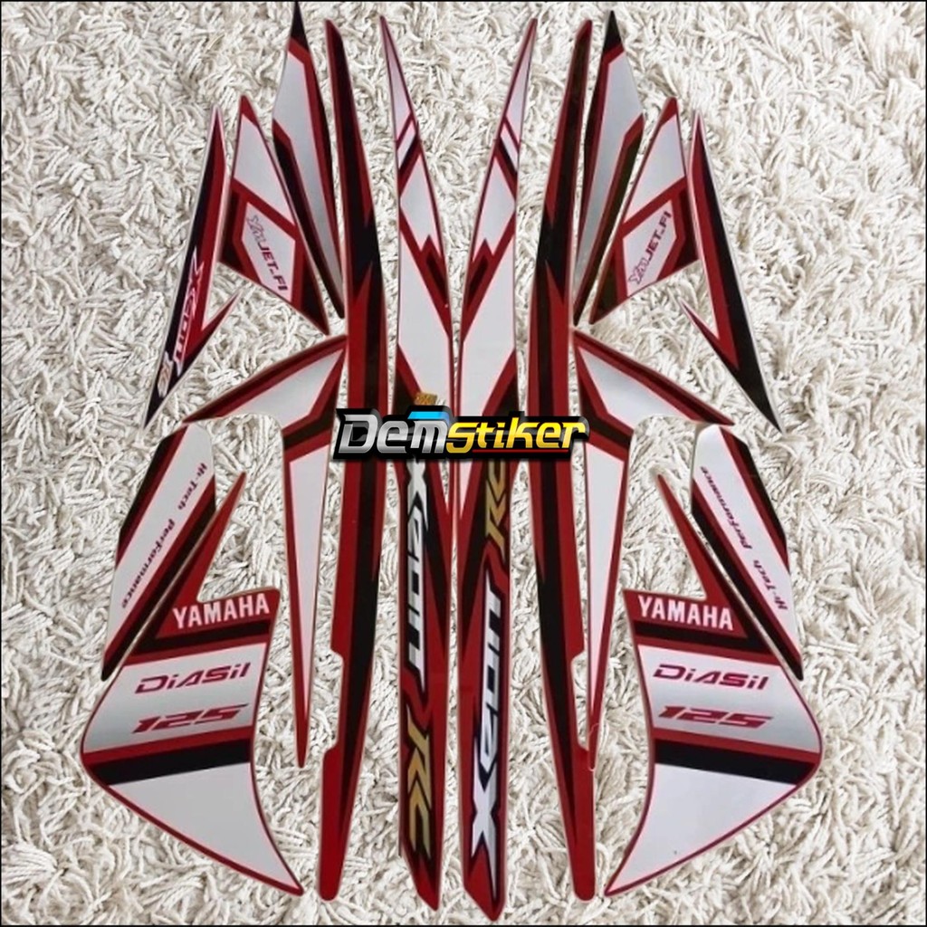 Striping standar motor yamaha xeon rc 125 merah putih ,stiker original motor xeon termurah dan berku