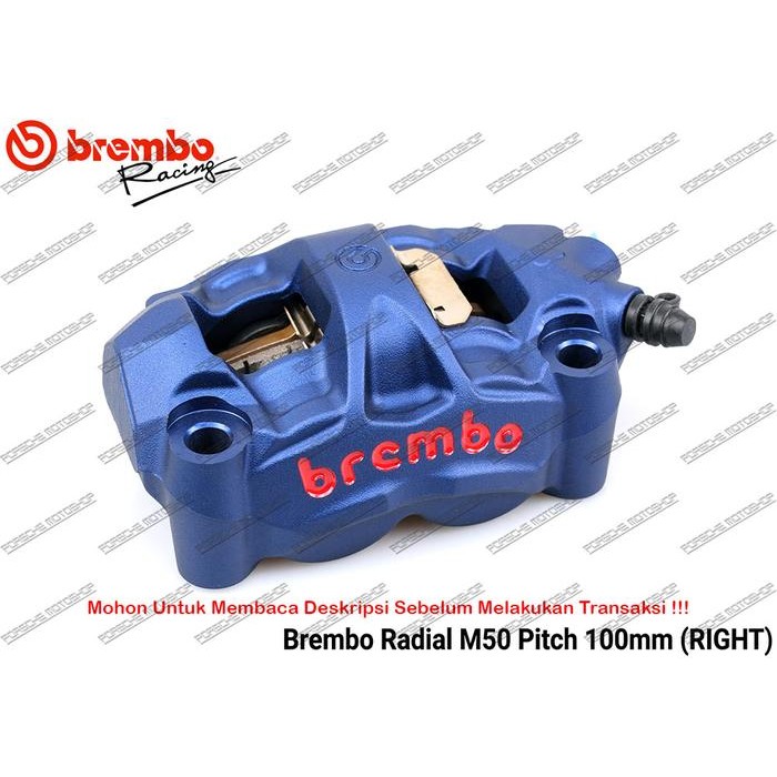 Kaliper Brembo M50 100mm  Kiri Kanan Original Grey / Blue - R,Blue WIthPads