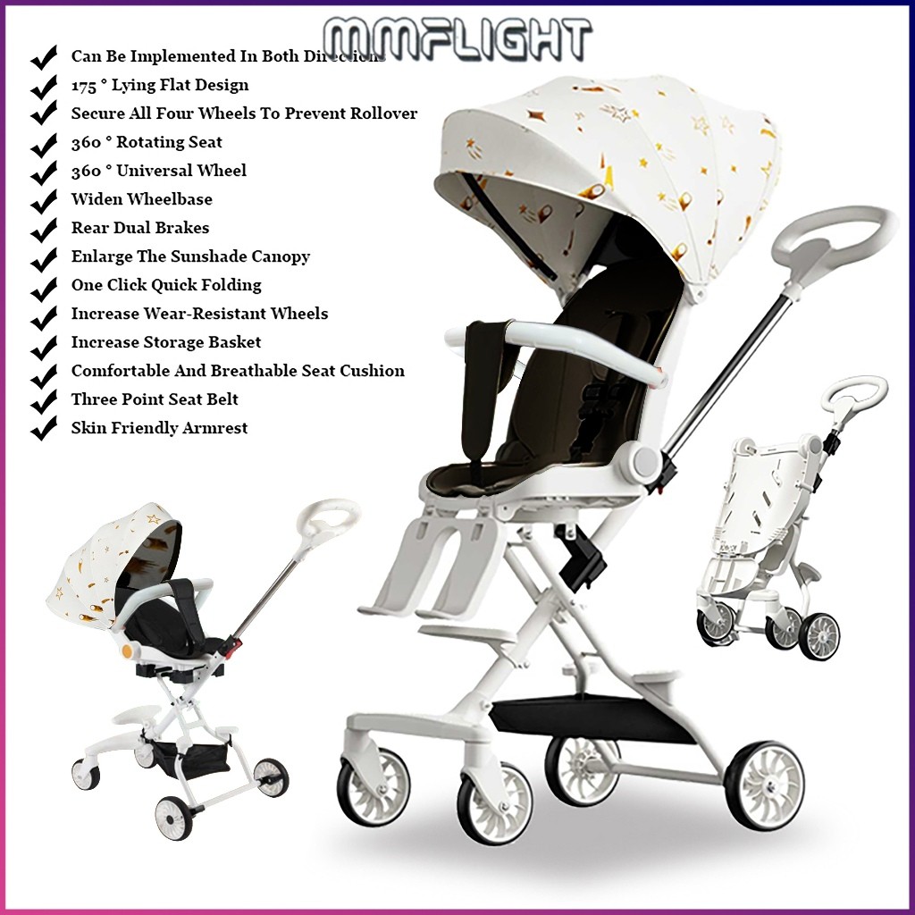 Mmflight Stroller Anak Stroller Bayi Lipat Travelling Kereta Dorong Bayi 2 Arah 0-5 Tahun
