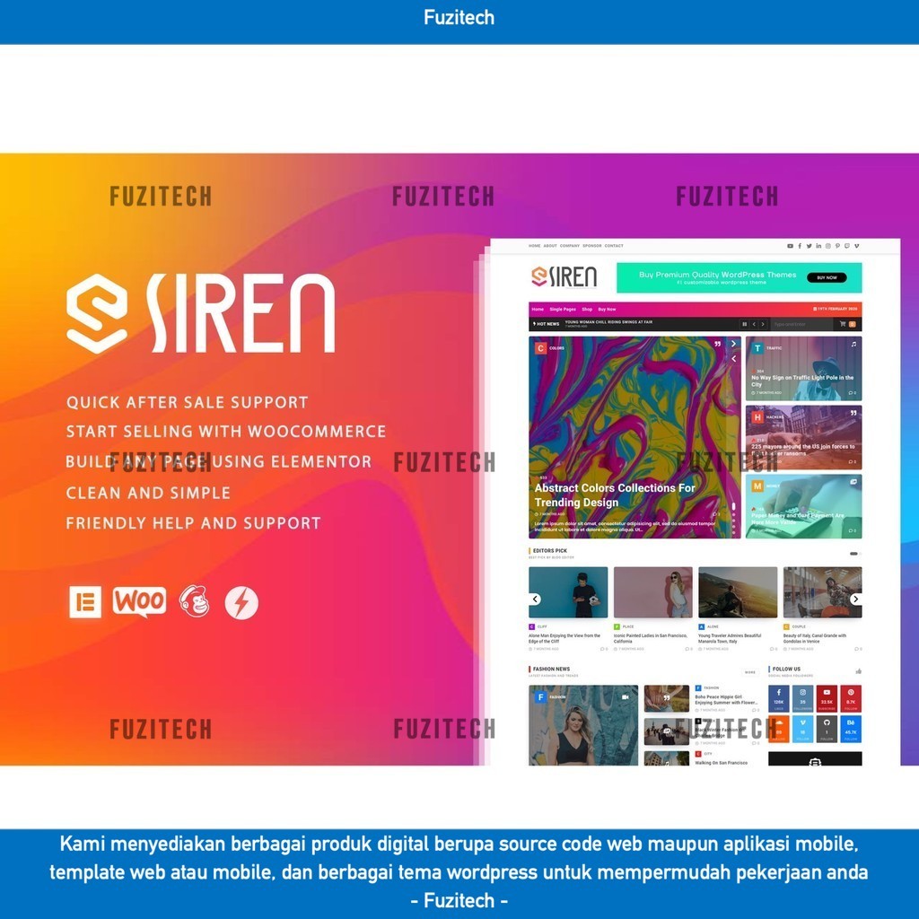 TEMA WORDPRESS SIREN - NEWS MAGAZINE ELEMENTOR   D5204 TEMPLATE WEB BY FUZITECH ORIGINAL