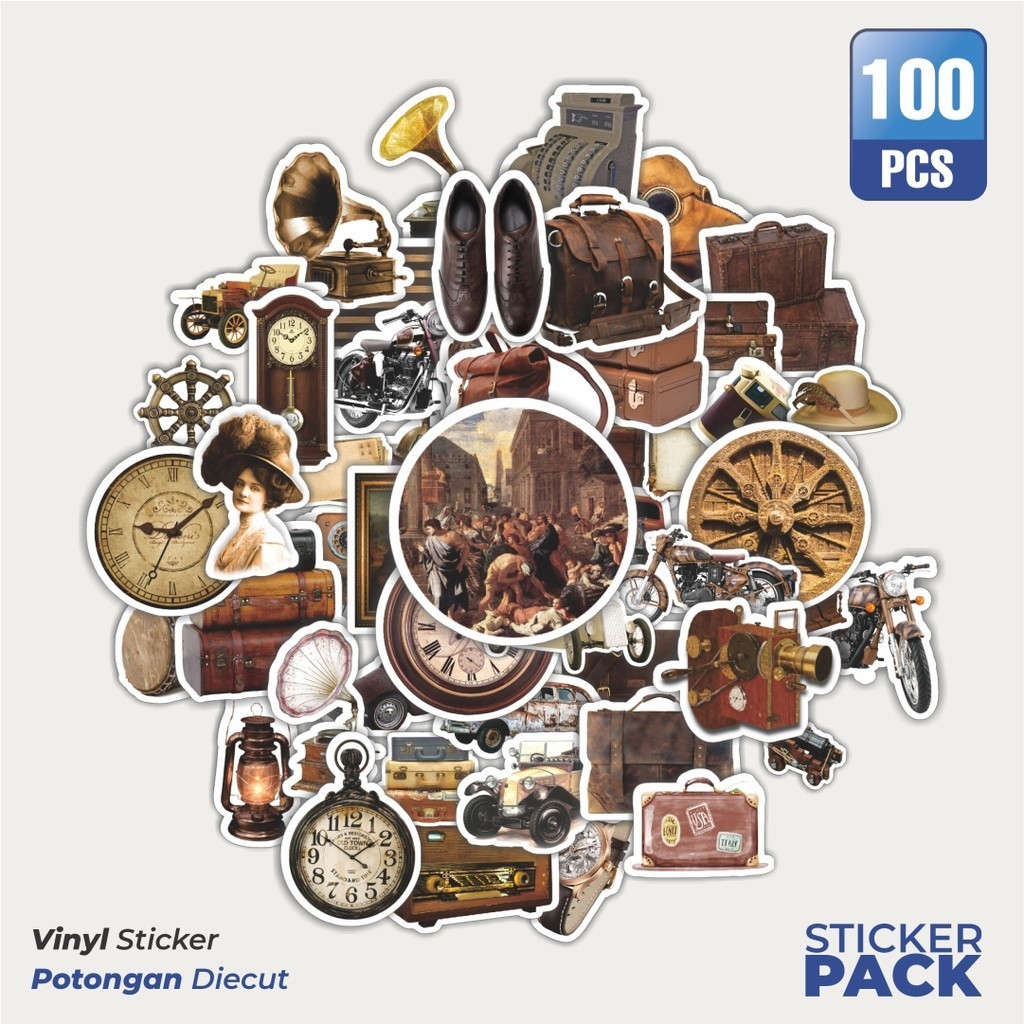 

Stiker Vinyl Stiker INS Retro Waterproof Aesthetic- Untuk Laptop, Motor, dan Helm - Paper Stationery Pack