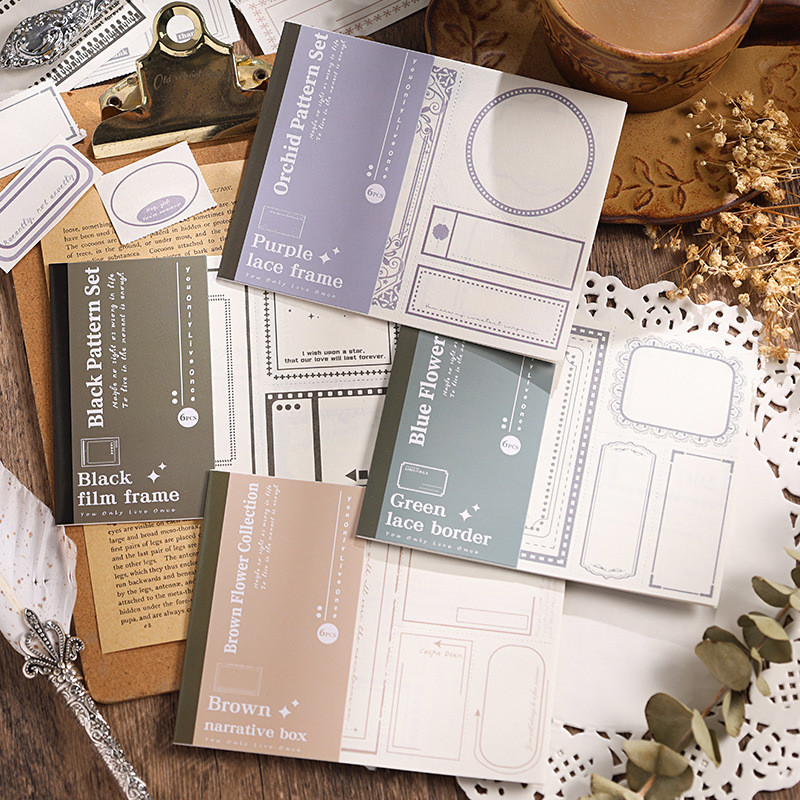 

6 pcs inviscid material paper Lattice border Loose leaf paper Creativity tearable Planner Scrapbooking accessories