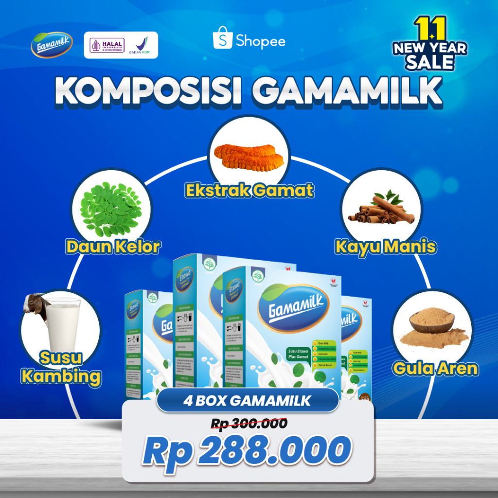 

GAMAMILK - Susu Etawa 4 Box Ekstrak Gamat Dan Daun Kelor