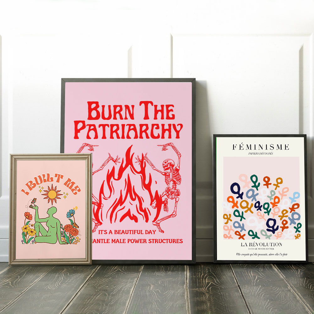 

Abstract Feminist Color Letter Art Poster Canvas Prints Fashion Poster Minimalist Modern Bedroom Wall Art Painting Decor