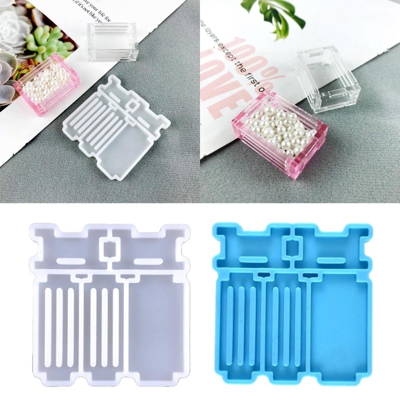 

DIY Mini Geometric Splicing Storage Box Silicone Mold Jewelry Ring Bead Container Trinket Holder Box Epoxy Resin Mould Ornament