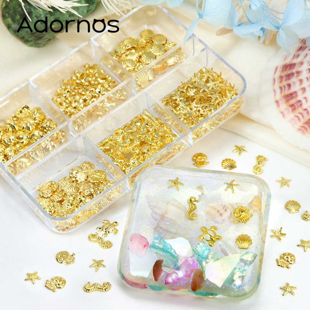 

300pcs Summer Ocean Metal Rivets Resin Filling Epoxy Silicone Mold Filler Starfish Hippocampus Sea Shell DIY Resin Accessories