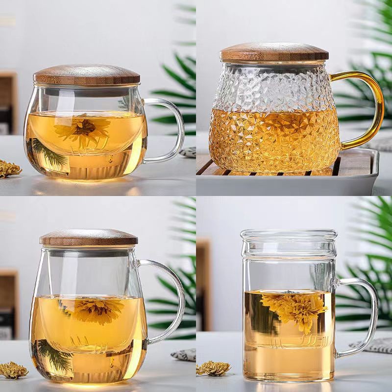 

Glass Infuser Teapot Glass Tea Cup With infuser and lid/gelas teh dengan saringan dan tutup Cangkir Teko Teh Kaca