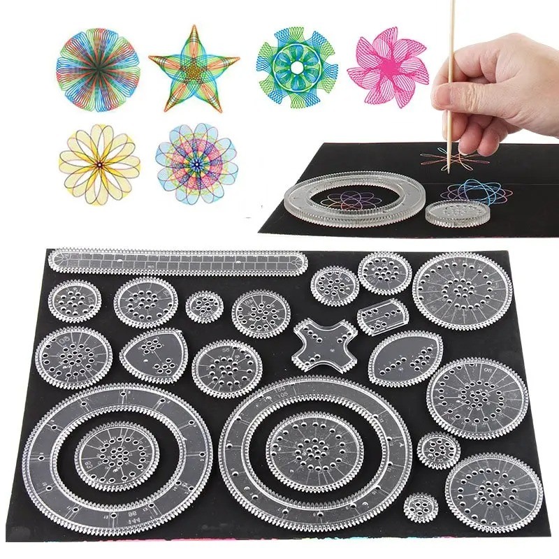 

10-33pcs Spirograph Design Arts Craft Kit Classic Amazing Rainbow Magic Scratch Paper Set Children Kids Educational Drawing Toys