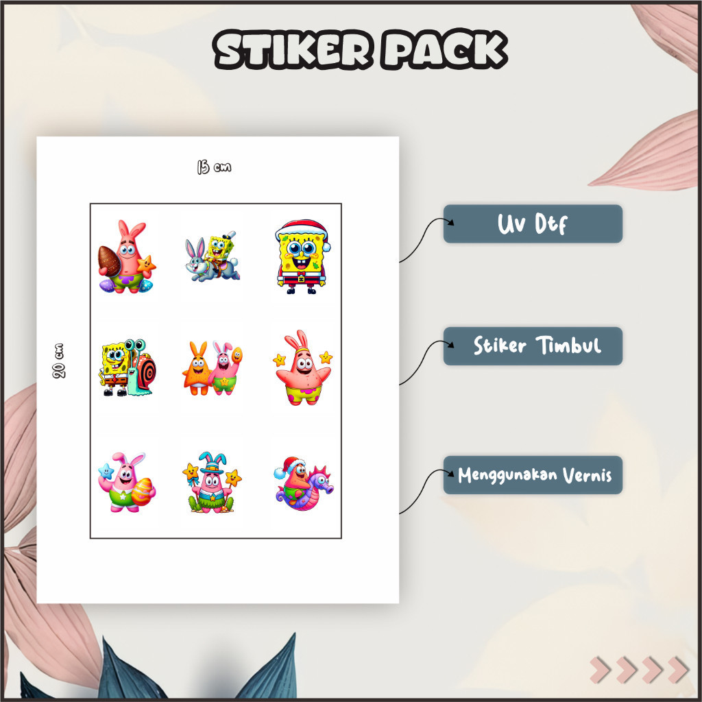 

Sticker Setiker UV DTF Motif Spongebob Sponsbob Tumbler HP Helm laptop leptop Cermin Kuning Pink P17