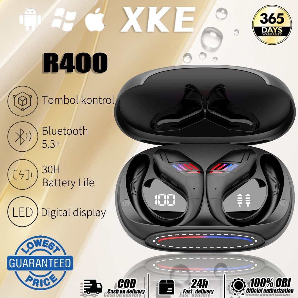 New  XKE R400 Headset Bluetooth5.3+ Wireless Earphone Long Battery HiFi Waterproof Bass EarbudsPremi