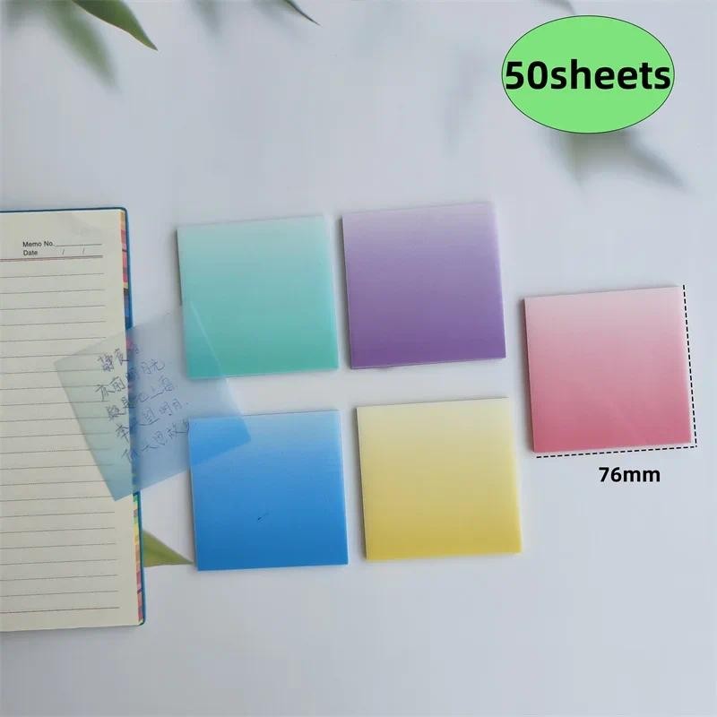

50 Sheets Creative Transparent PET Waterproof Sticky Note Pads Notepads Posits for School Stationery Office Supplies
