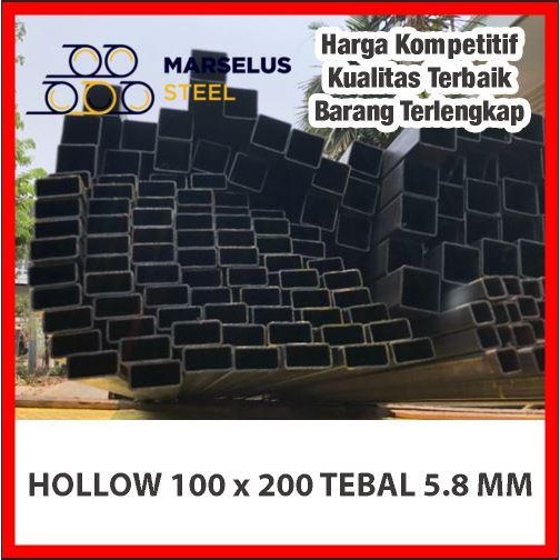 Besi Hollow 100x200 Tebal 6mm - 6 meter - Berkualitas FULL