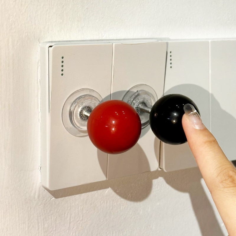

1PC Creative joystick ball switch sticker Red ball wall stickers Black ball switch decoration Switch decorative small ornament