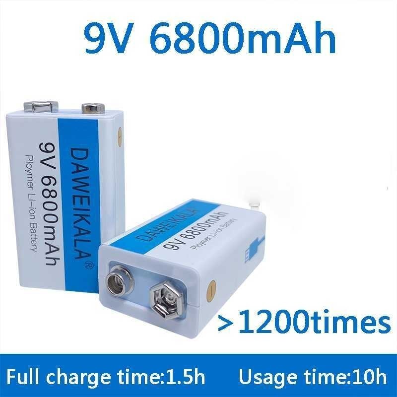 Shoporenku PuncakBaterai 9 V Rechargeable Li-Ion Usb Type-C 6800 Mah D 9V / Baterai 9V Rechargeable